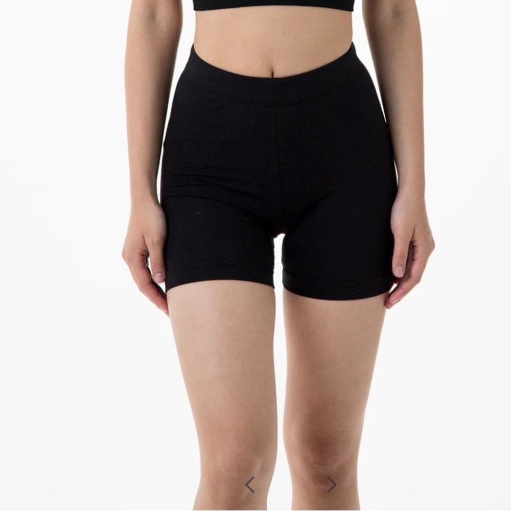 NWOT Los Angeles Apparel Black Cotton Spandex Bike Shorts Medium High Waist